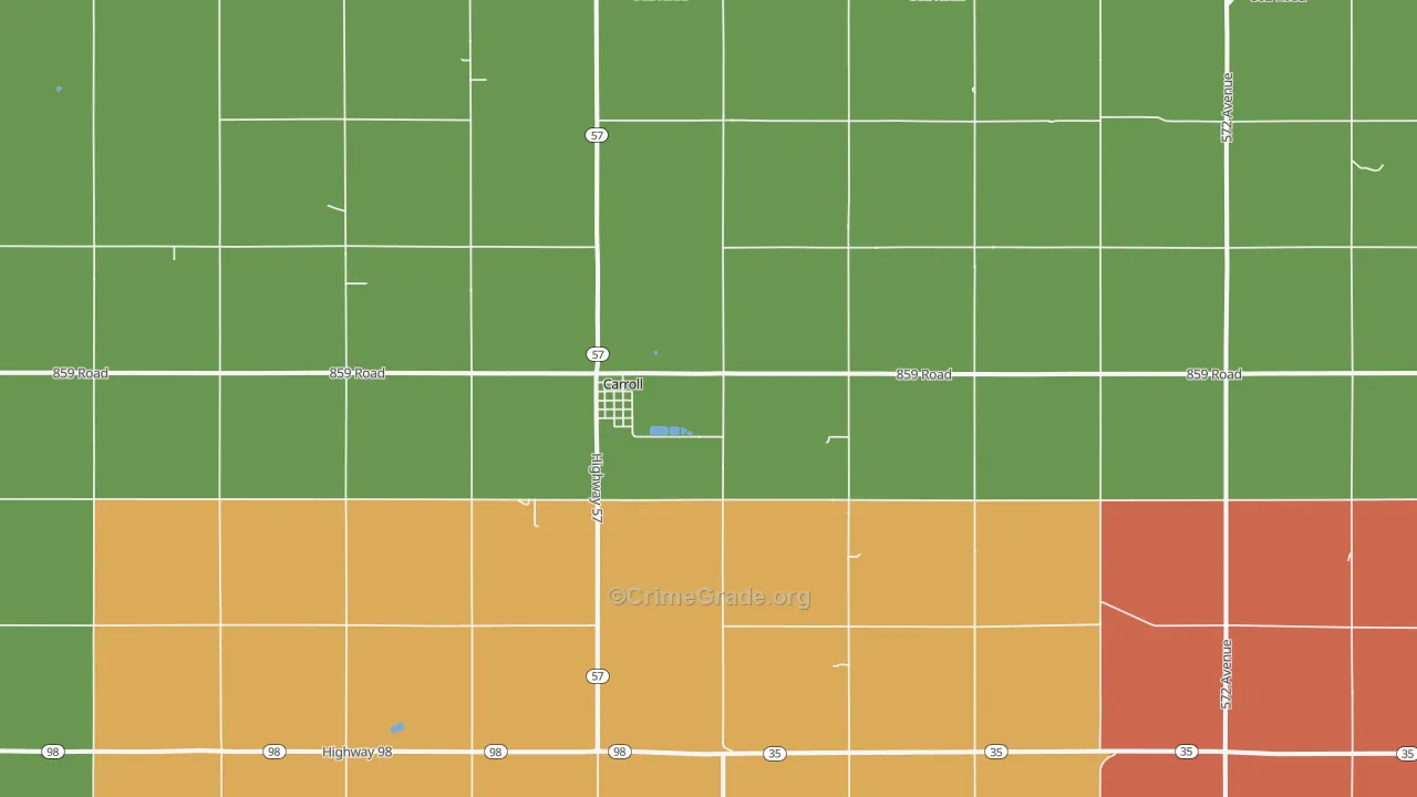 Carroll, NE Map of Burglary Rates