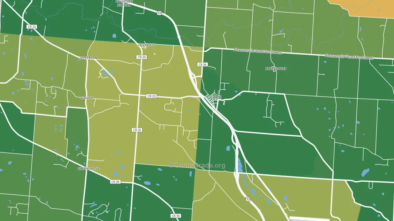 Carroll, OH Map of Burglary Rates