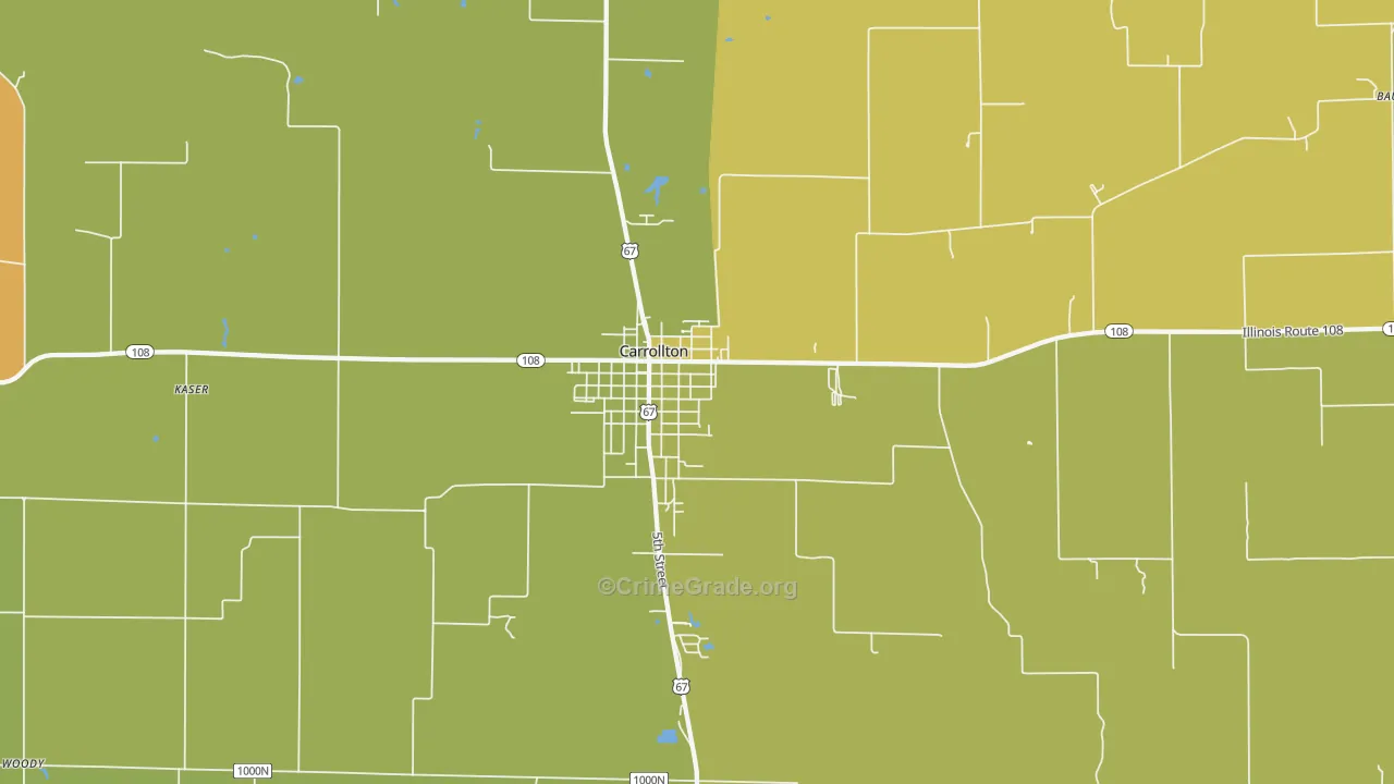 Carrollton, IL Map of Burglary Rates