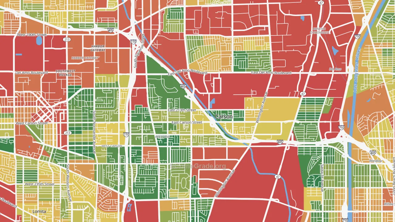 Carson, CA Map of Burglary Rates