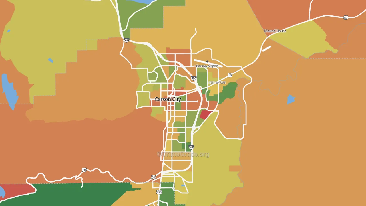 Carson City, NV Map of Burglary Rates