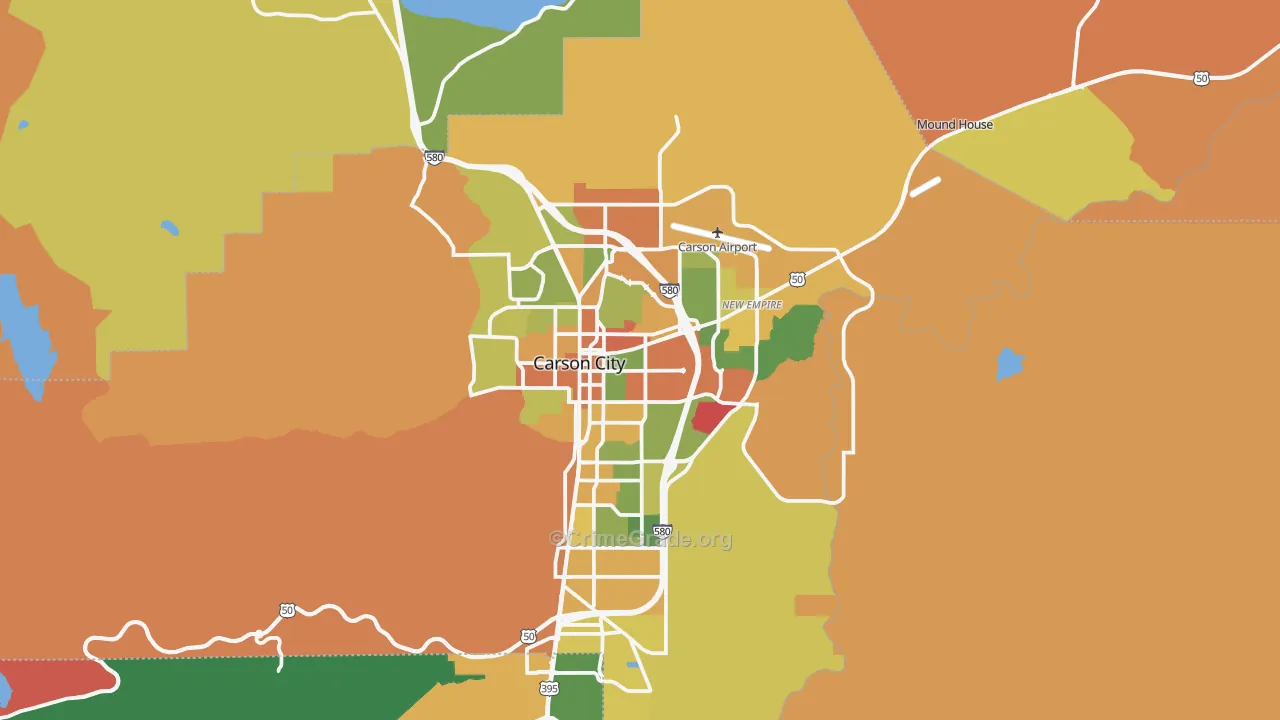 Carson City, NV Map of Burglary Rates