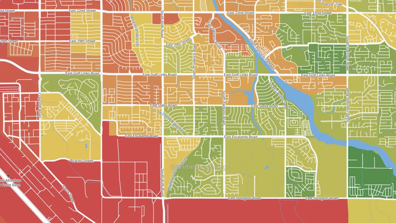 Carson Corner, Tucson, AZ Map of Burglary Rates