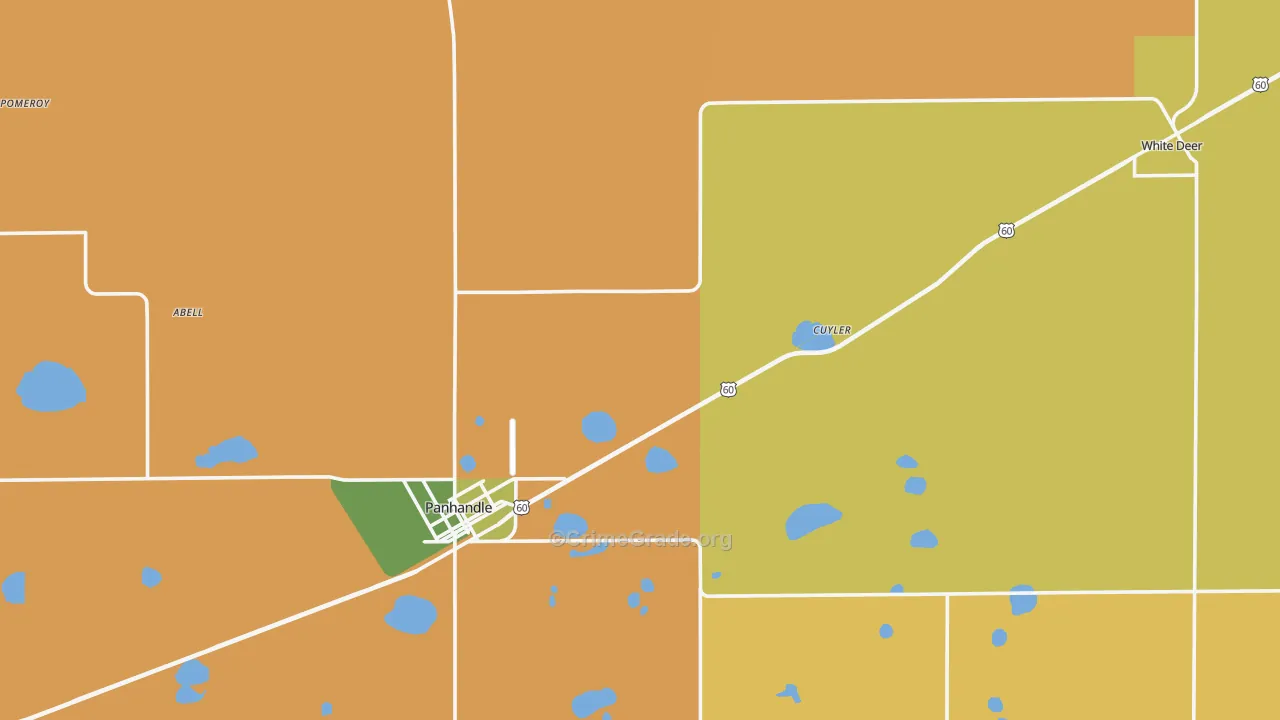 Carson County, TX Map of Burglary Rates