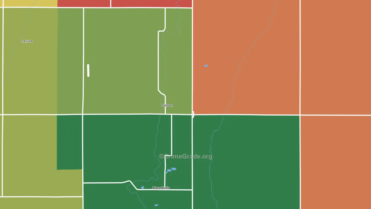 Carson, IA Map of Burglary Rates