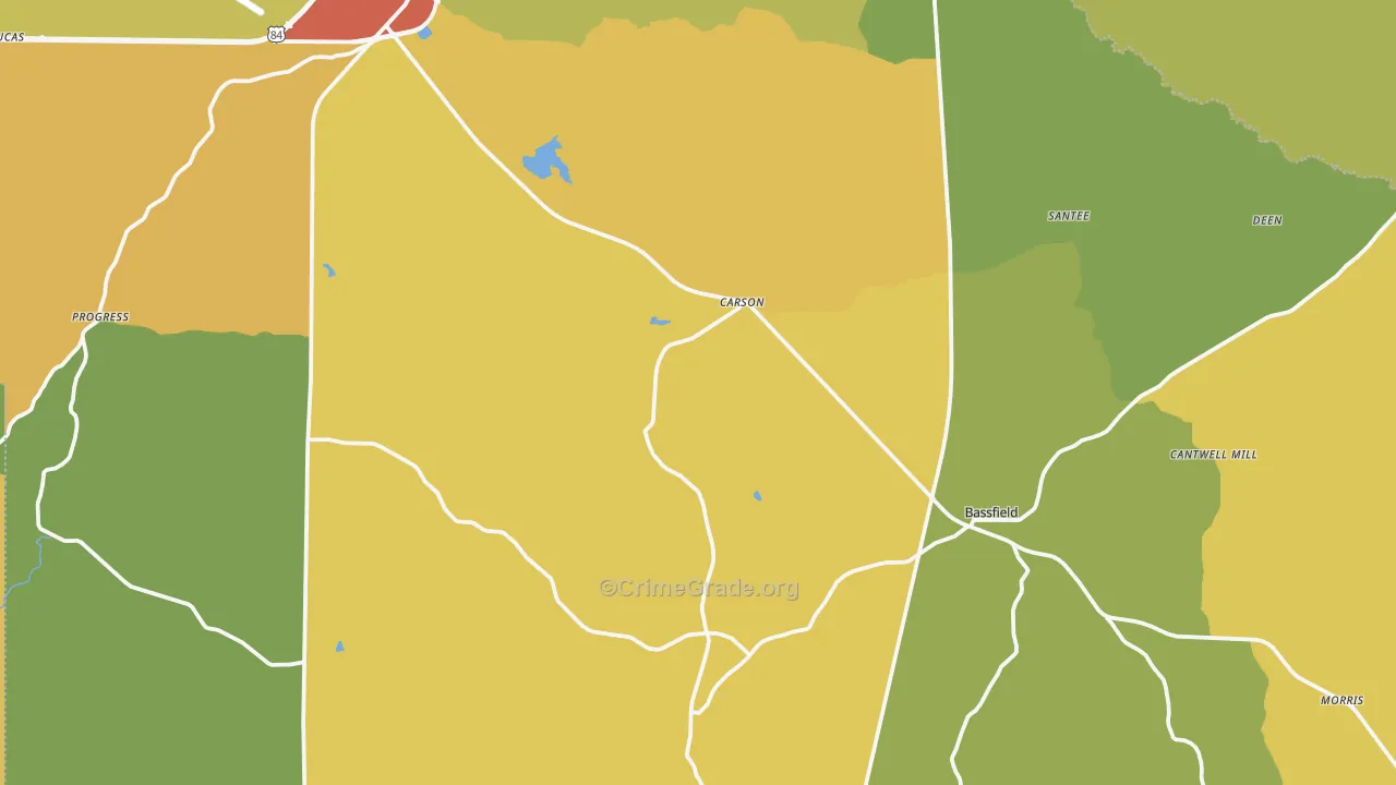 Carson, MS Map of Burglary Rates