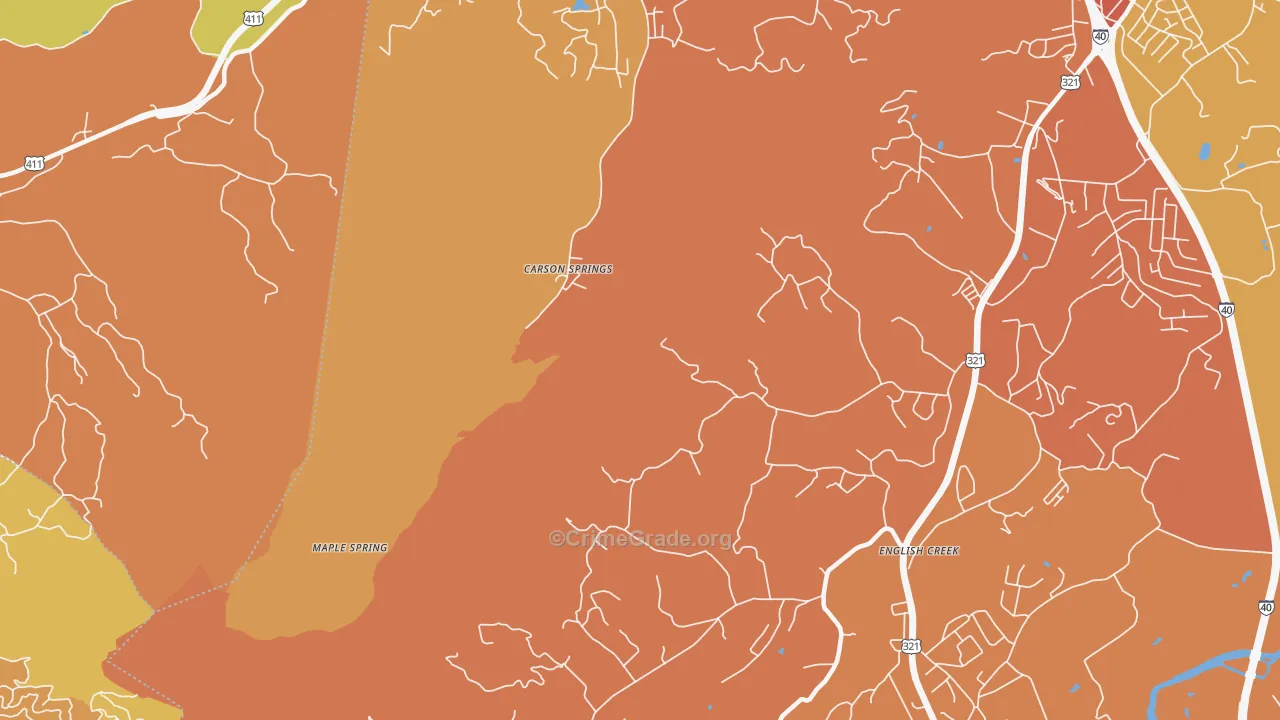 Carson Spring, TN Map of Burglary Rates