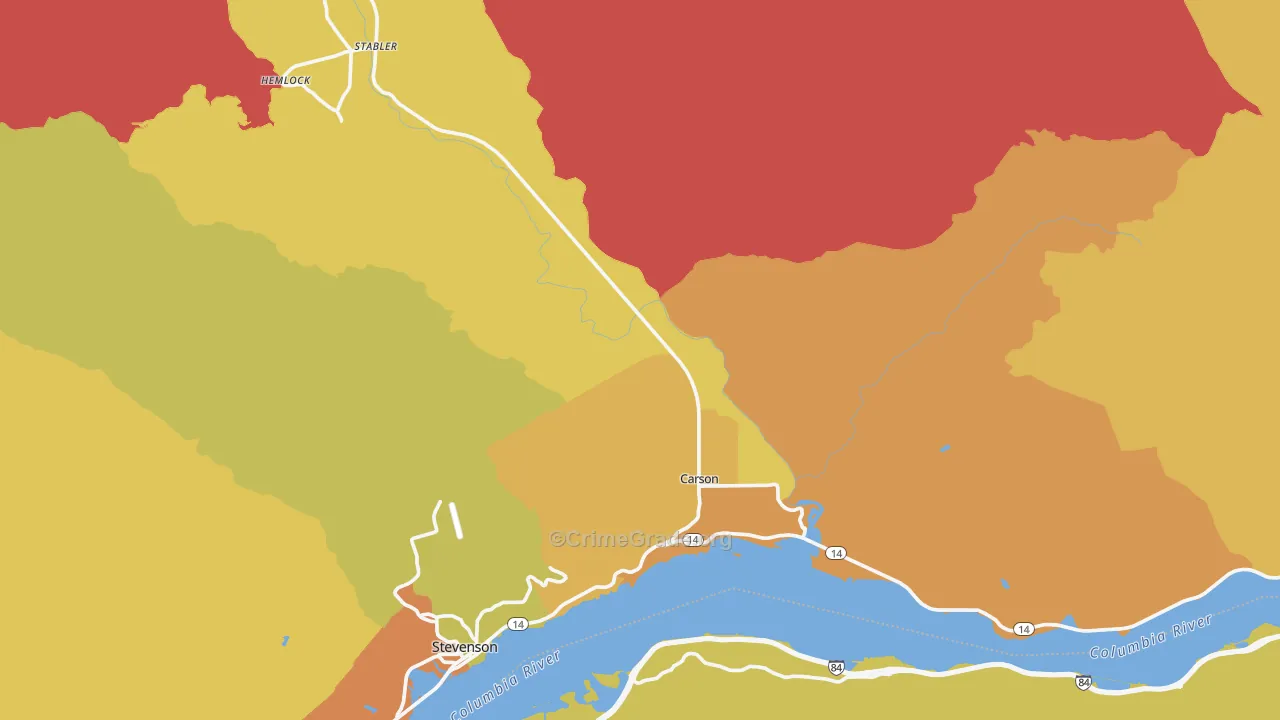 Carson, WA Map of Burglary Rates