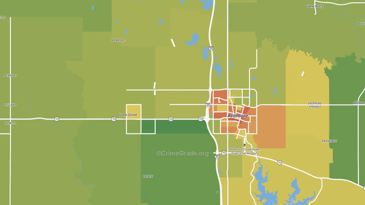 Carter County, OK Map of Burglary Rates