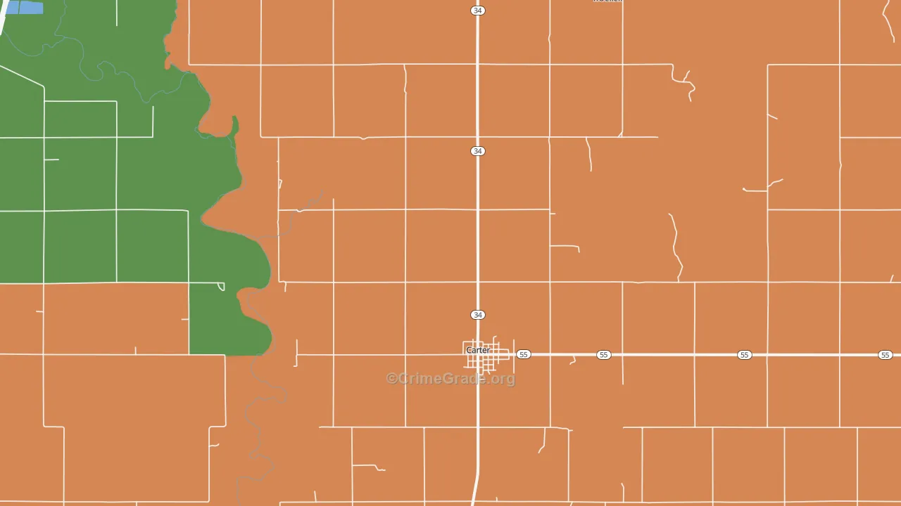 Carter, OK Map of Burglary Rates