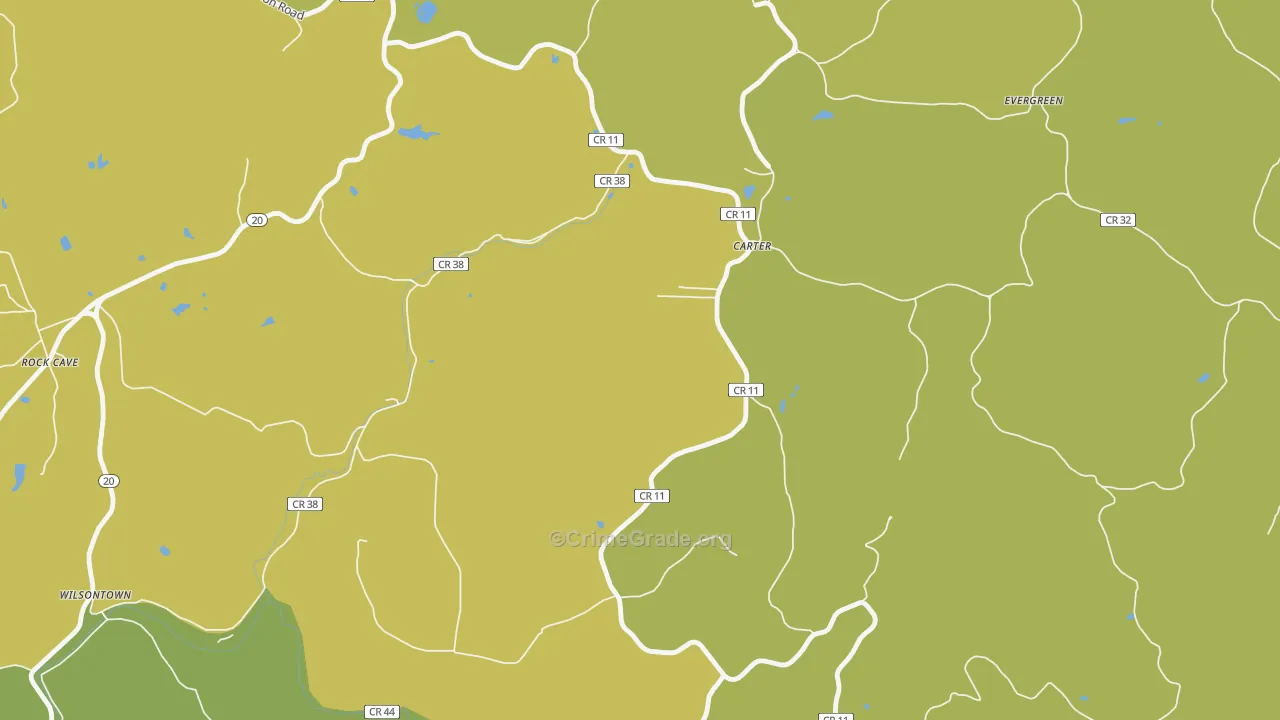 Carter, WV Map of Burglary Rates