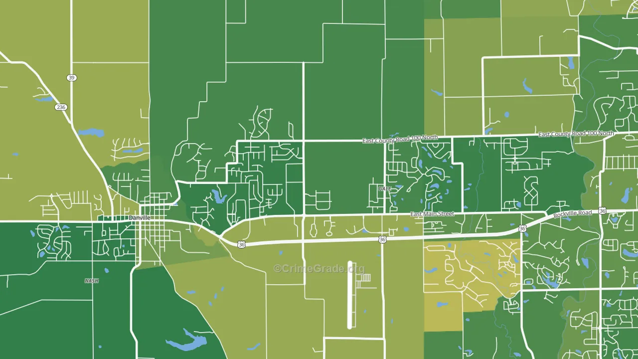 Cartersburg, IN Map of Burglary Rates