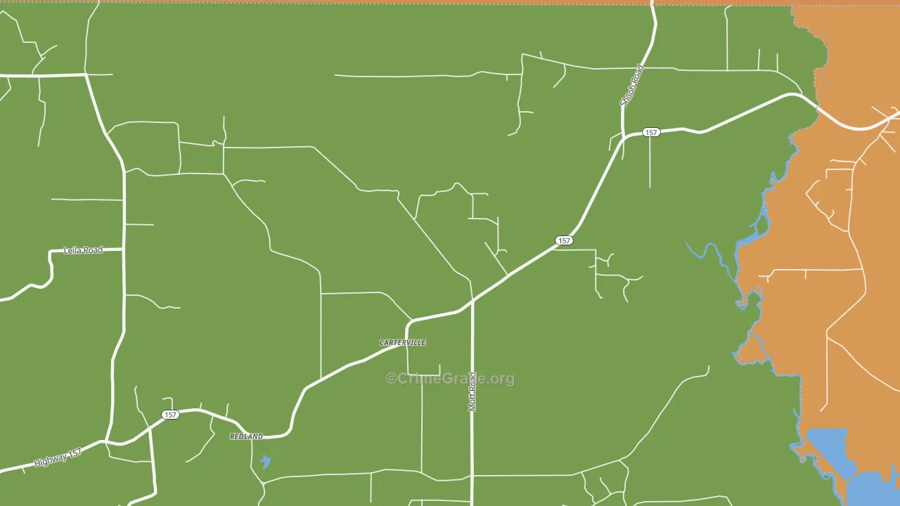 Carterville, LA Map of Burglary Rates