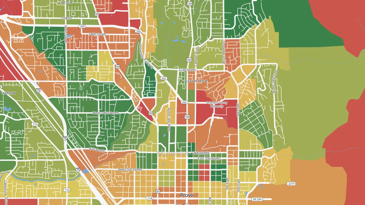Carterville, Provo, UT Map of Burglary Rates