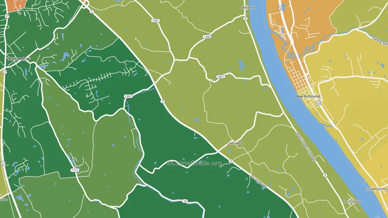 Carthage, KY Map of Burglary Rates