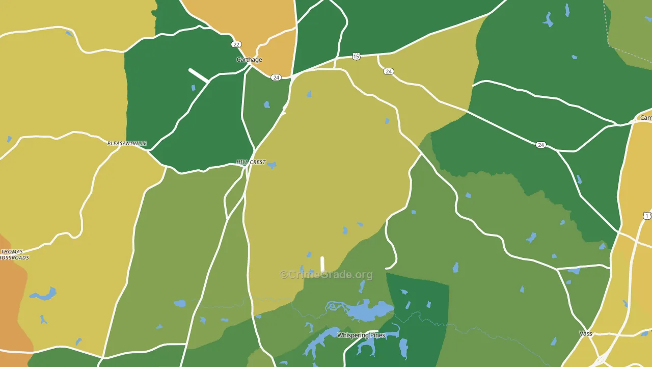 Carthage, NC Map of Burglary Rates