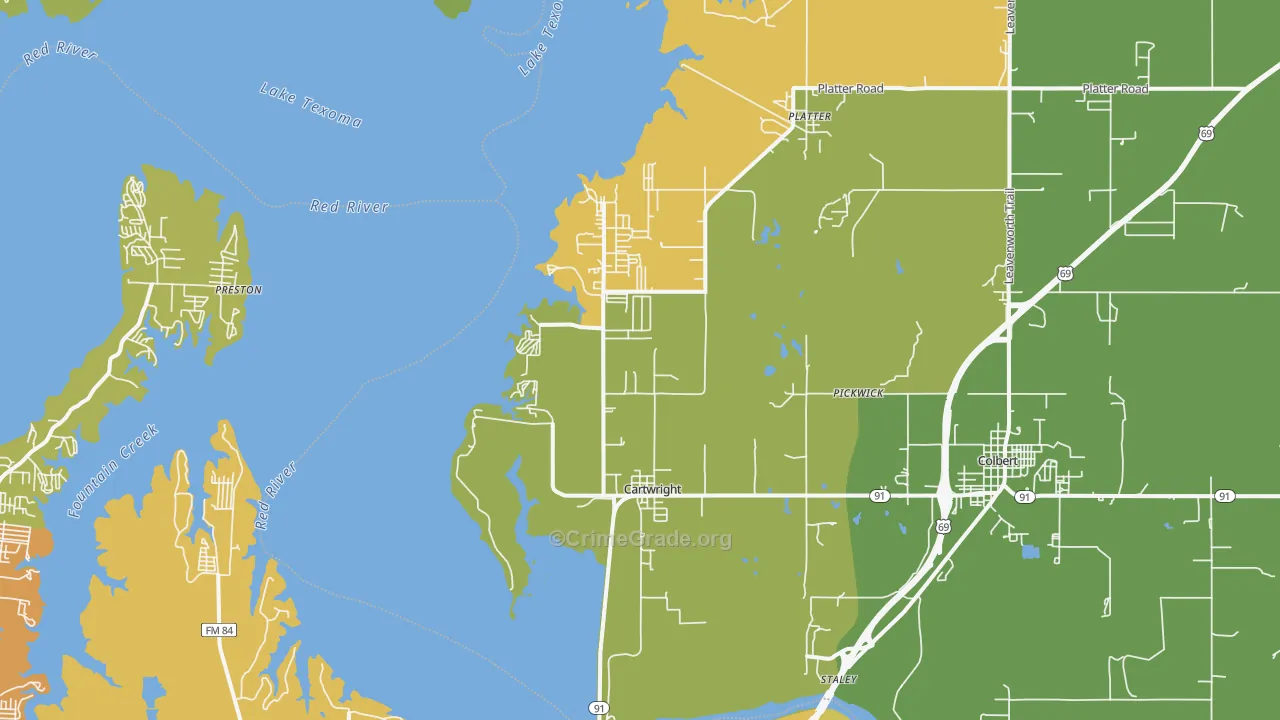 Cartwright, OK Map of Burglary Rates