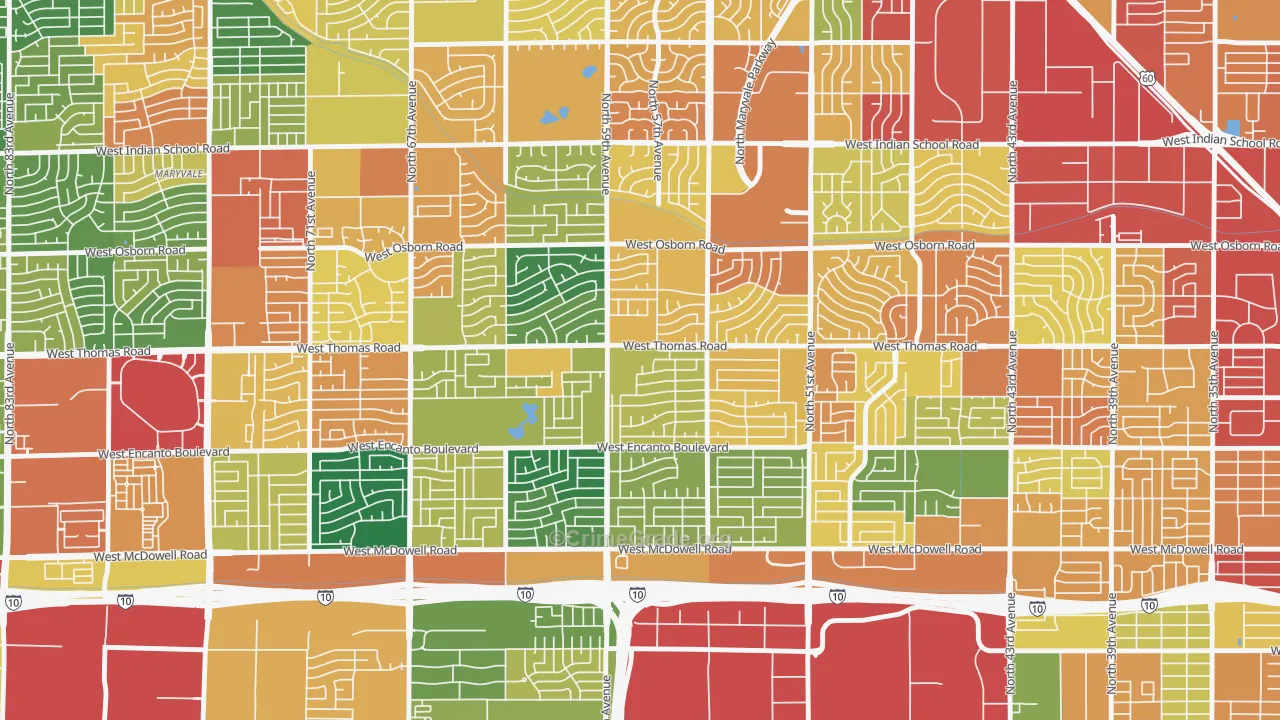 Cartwright, Phoenix, AZ Map of Burglary Rates