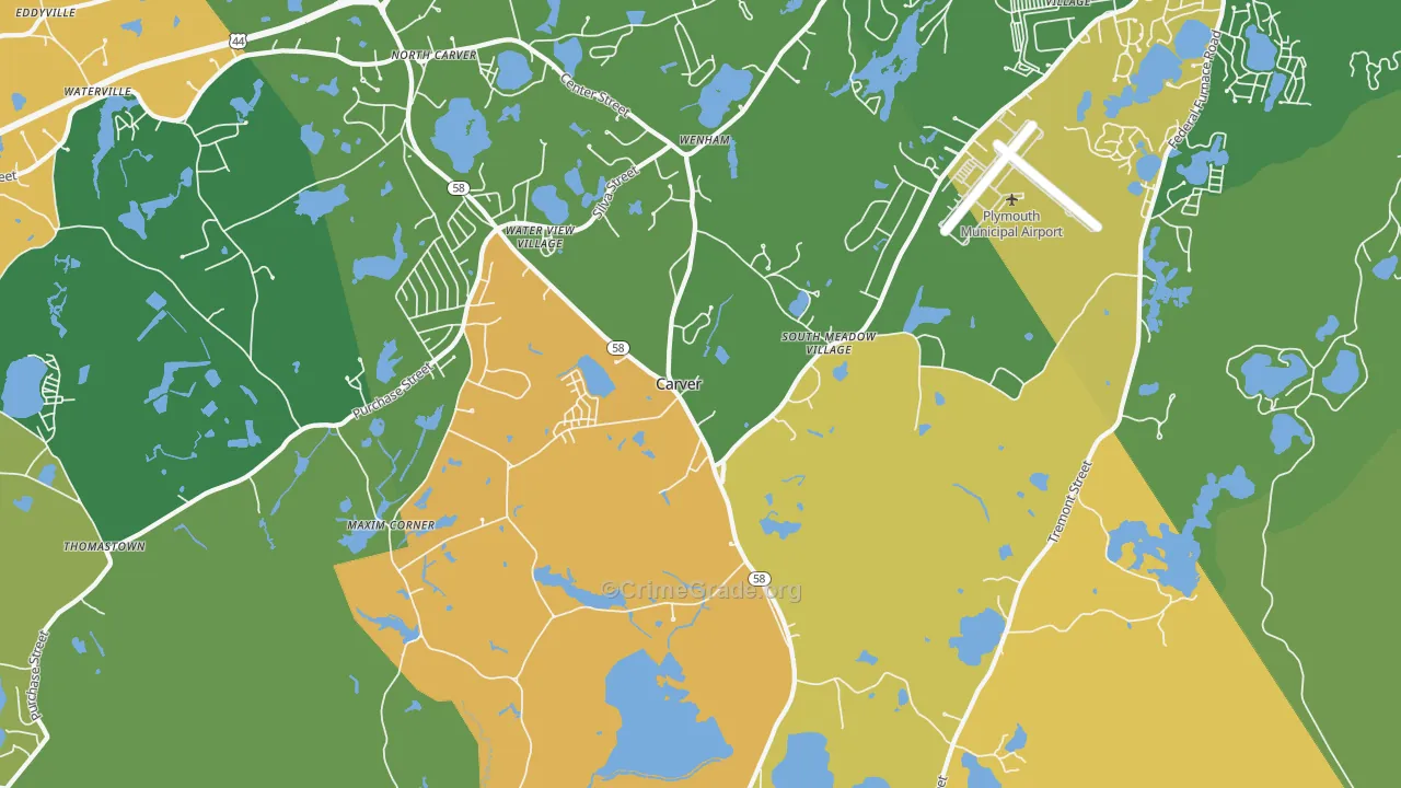 Carver, MA Map of Burglary Rates