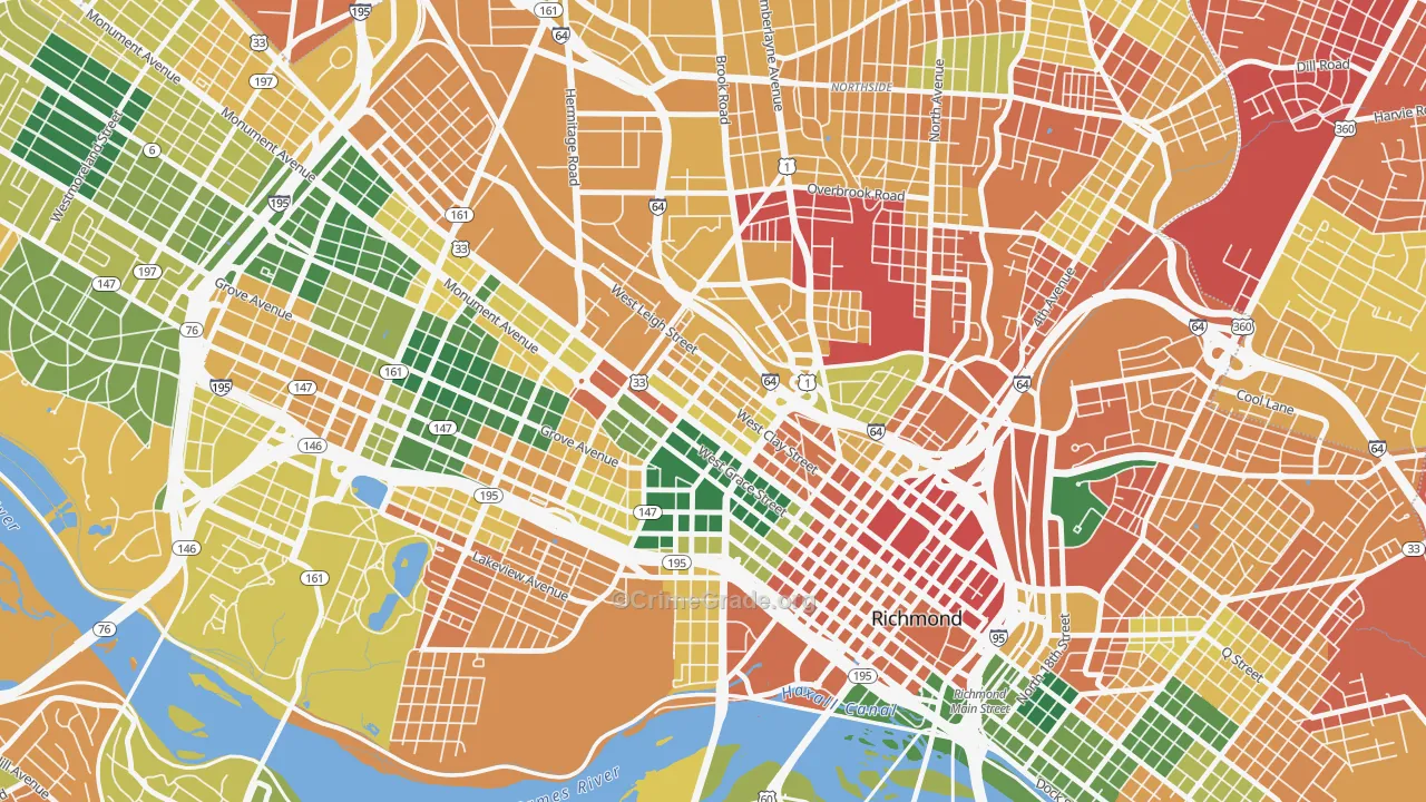 Carver-Richmond, Richmond, VA Map of Burglary Rates