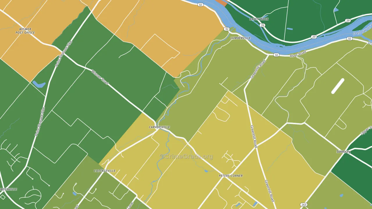 Carversville, PA Map of Burglary Rates