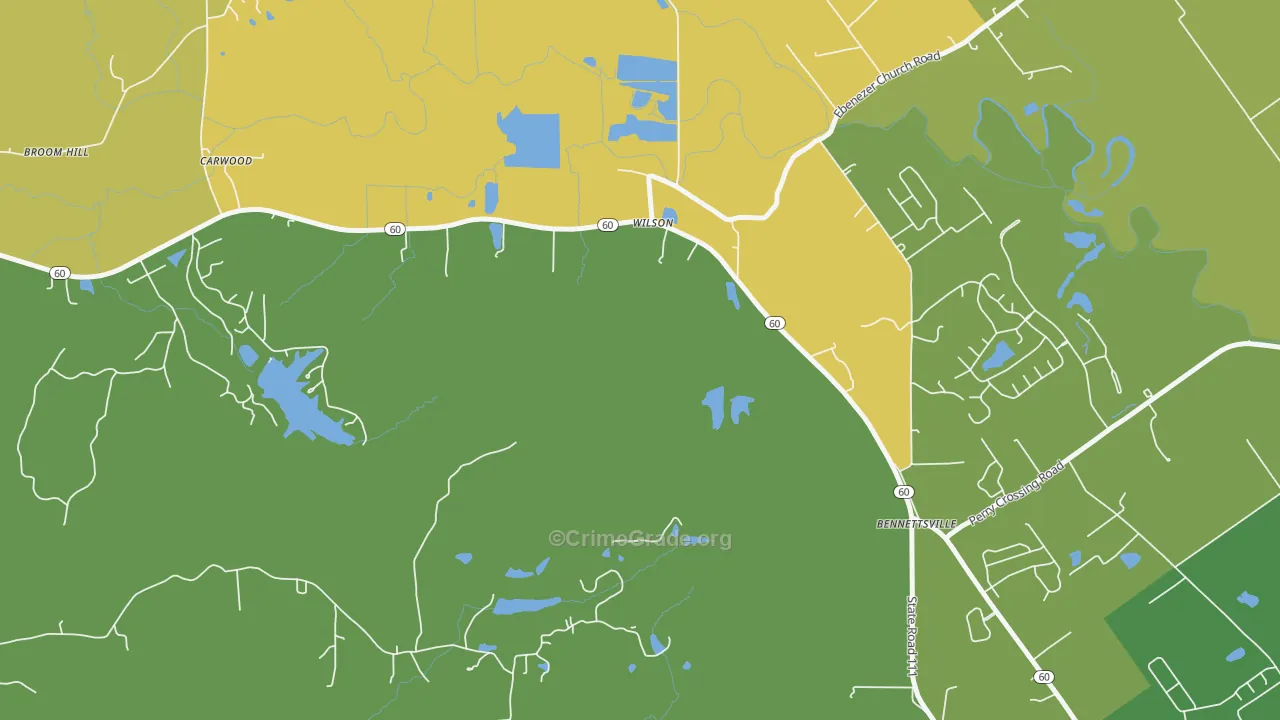 Carwood, IN Map of Burglary Rates