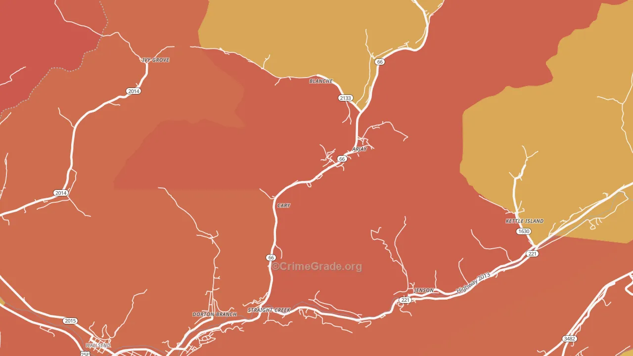 Cary, KY Map of Burglary Rates