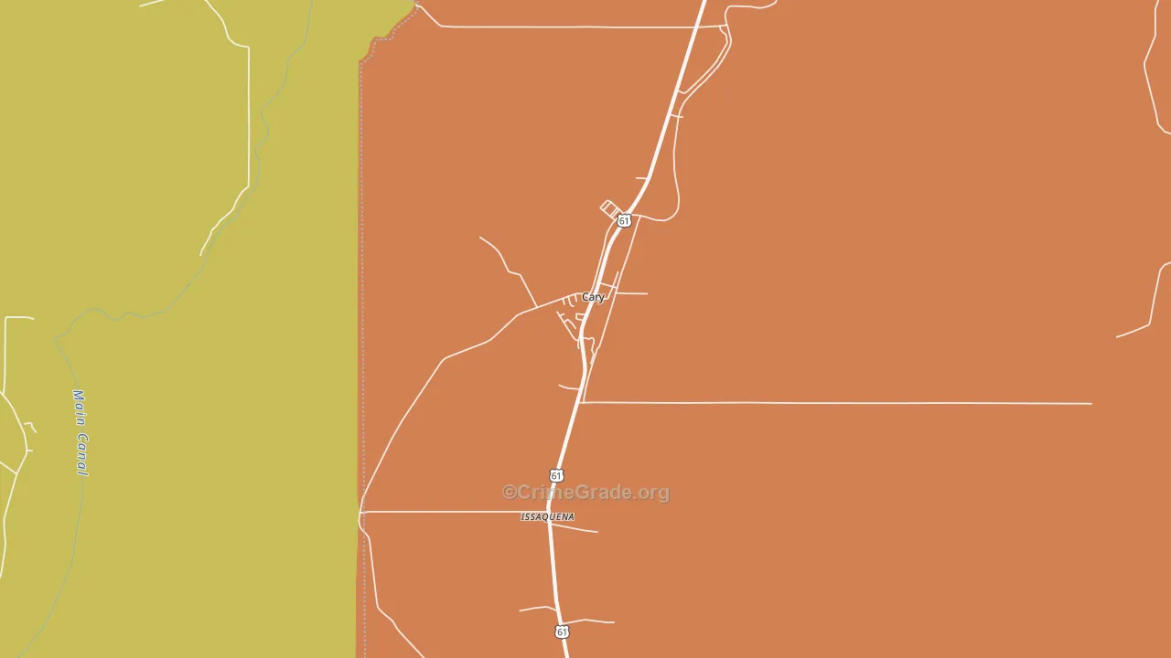 Cary, MS Map of Burglary Rates