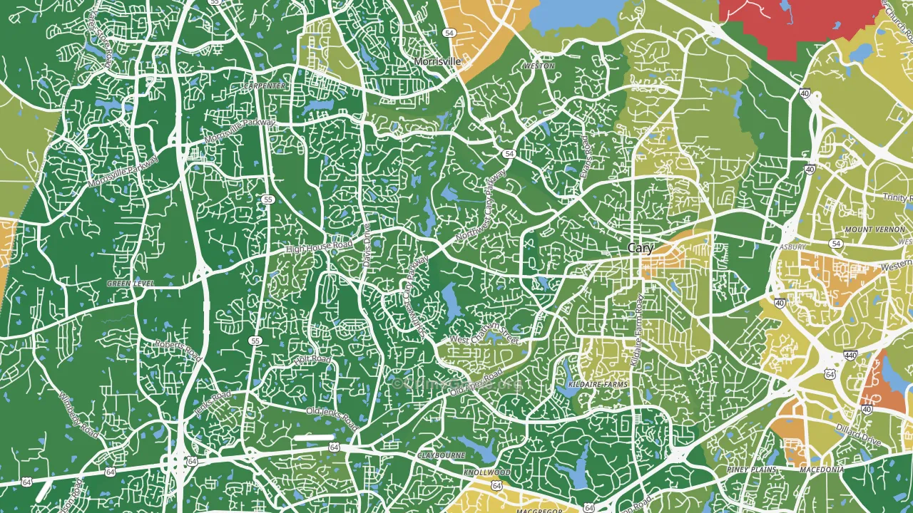 Cary, NC Map of Burglary Rates