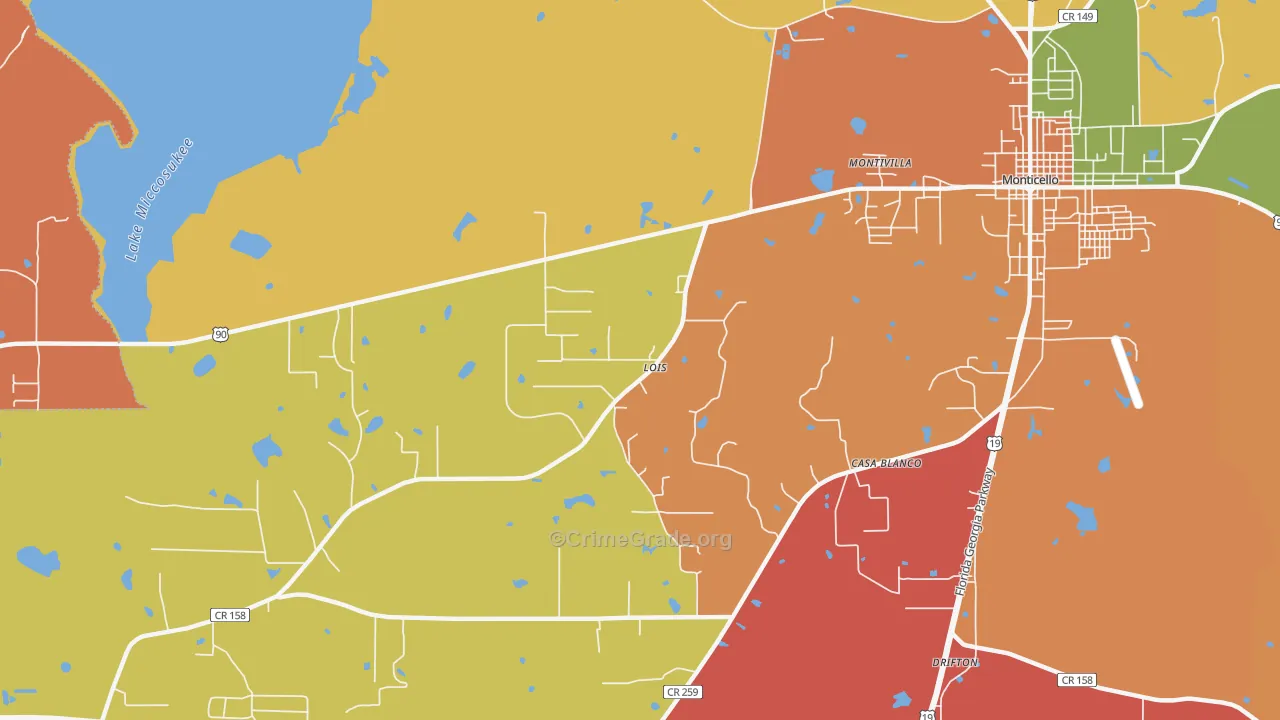Casa Blanco, FL Map of Burglary Rates