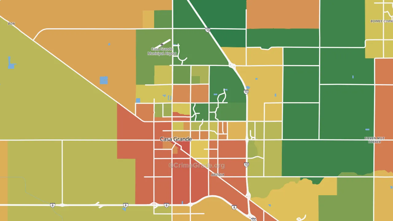 Casa Grande, AZ Map of Burglary Rates