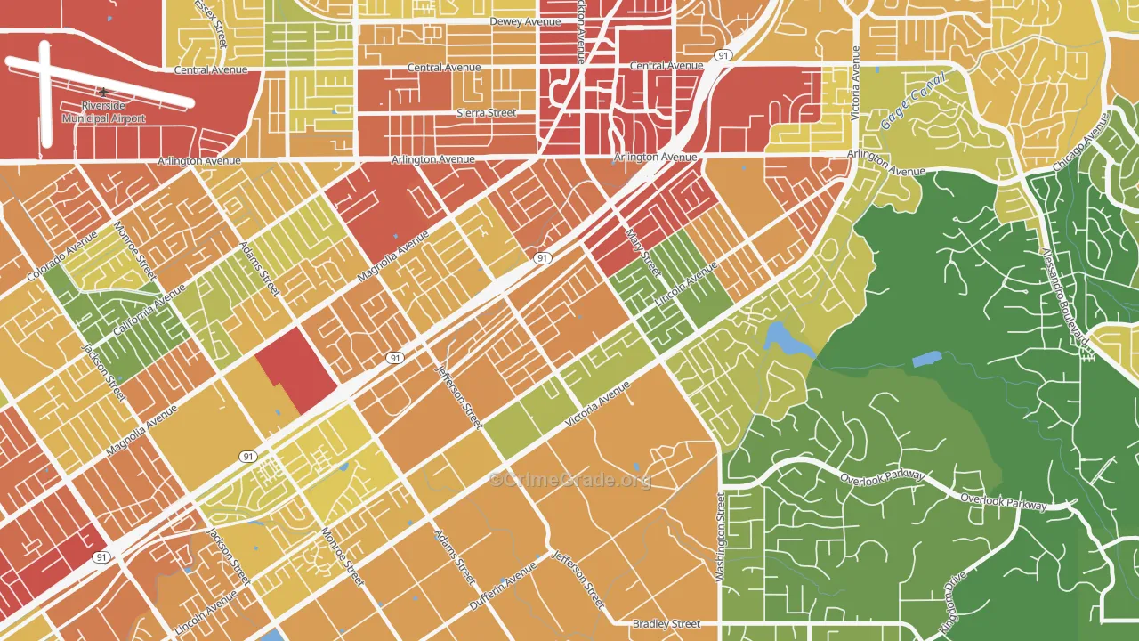 Casablanca, Riverside, CA Map of Burglary Rates