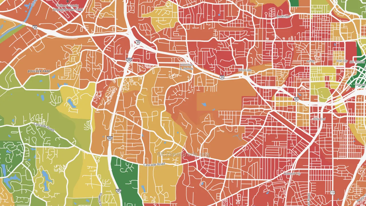 Cascade Heights, Atlanta, GA Map of Burglary Rates