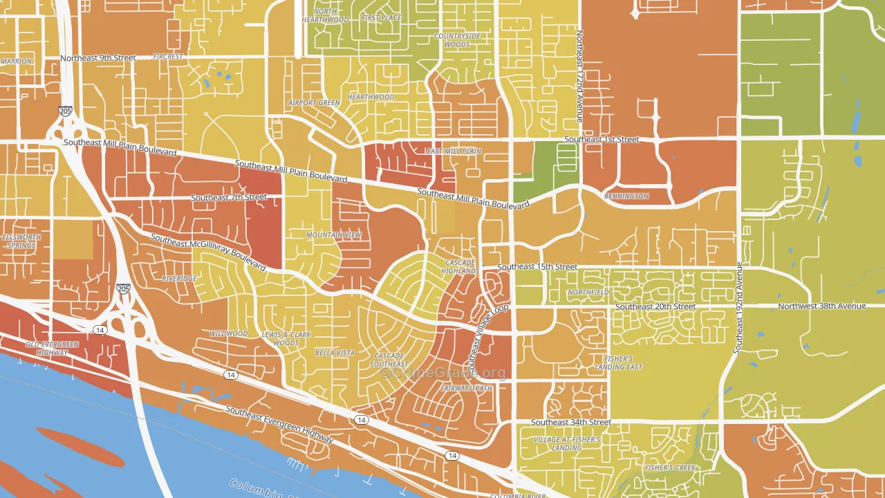 Cascade Highlands, Vancouver, WA Map of Burglary Rates