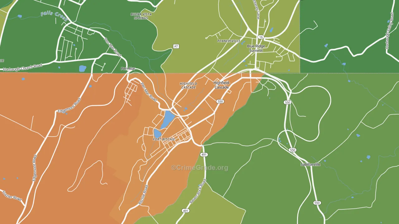 Cascade, MD Map of Burglary Rates