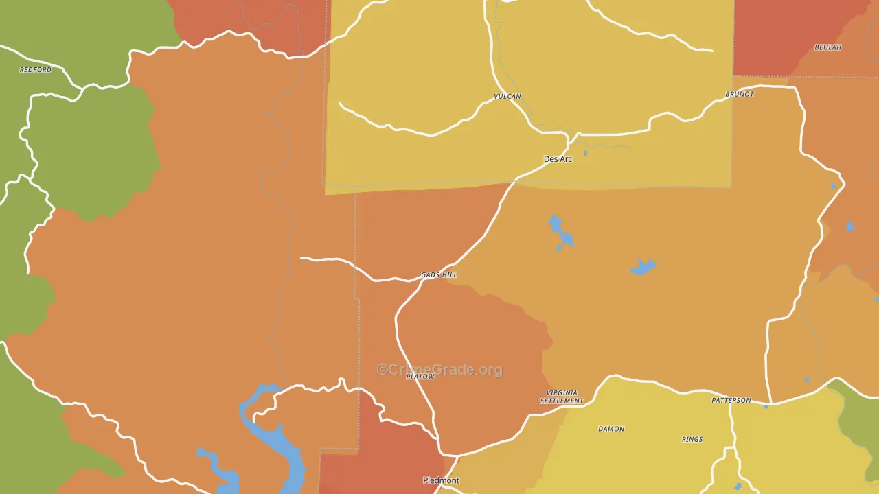 Cascade, MO Map of Burglary Rates