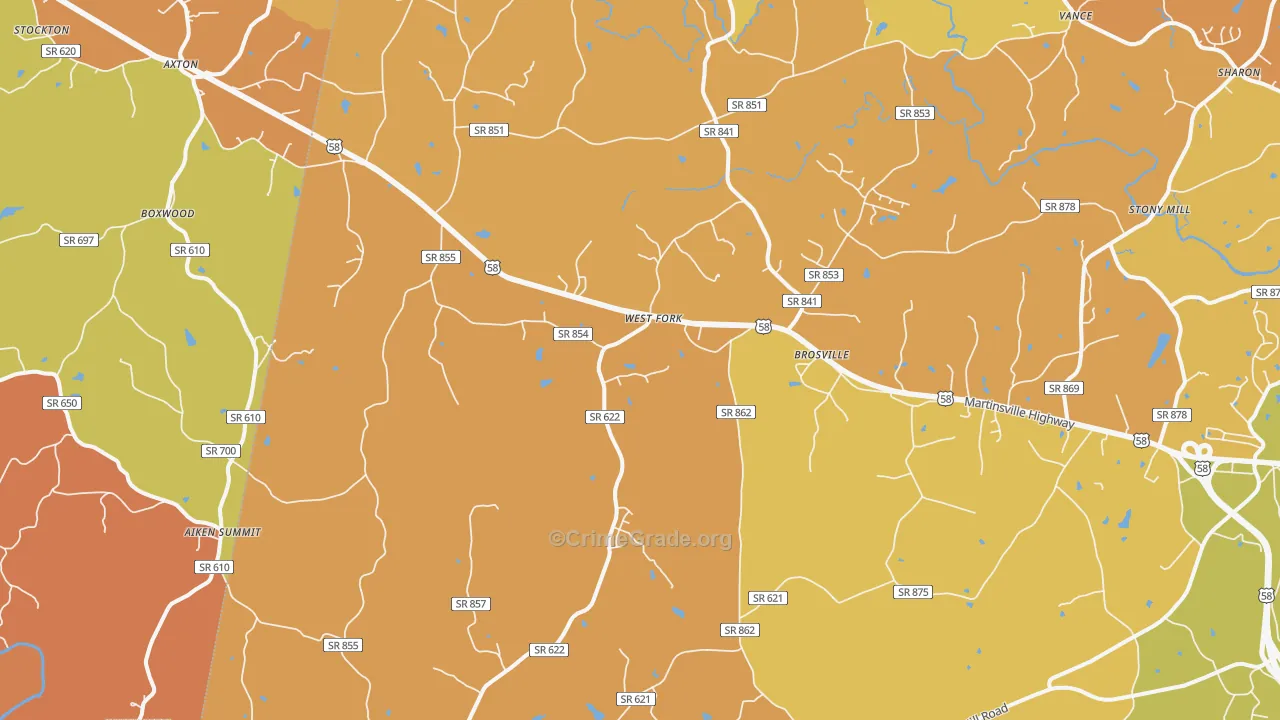 Cascade, VA Map of Burglary Rates