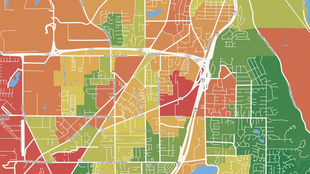Cascade View, Everett, WA Map of Burglary Rates