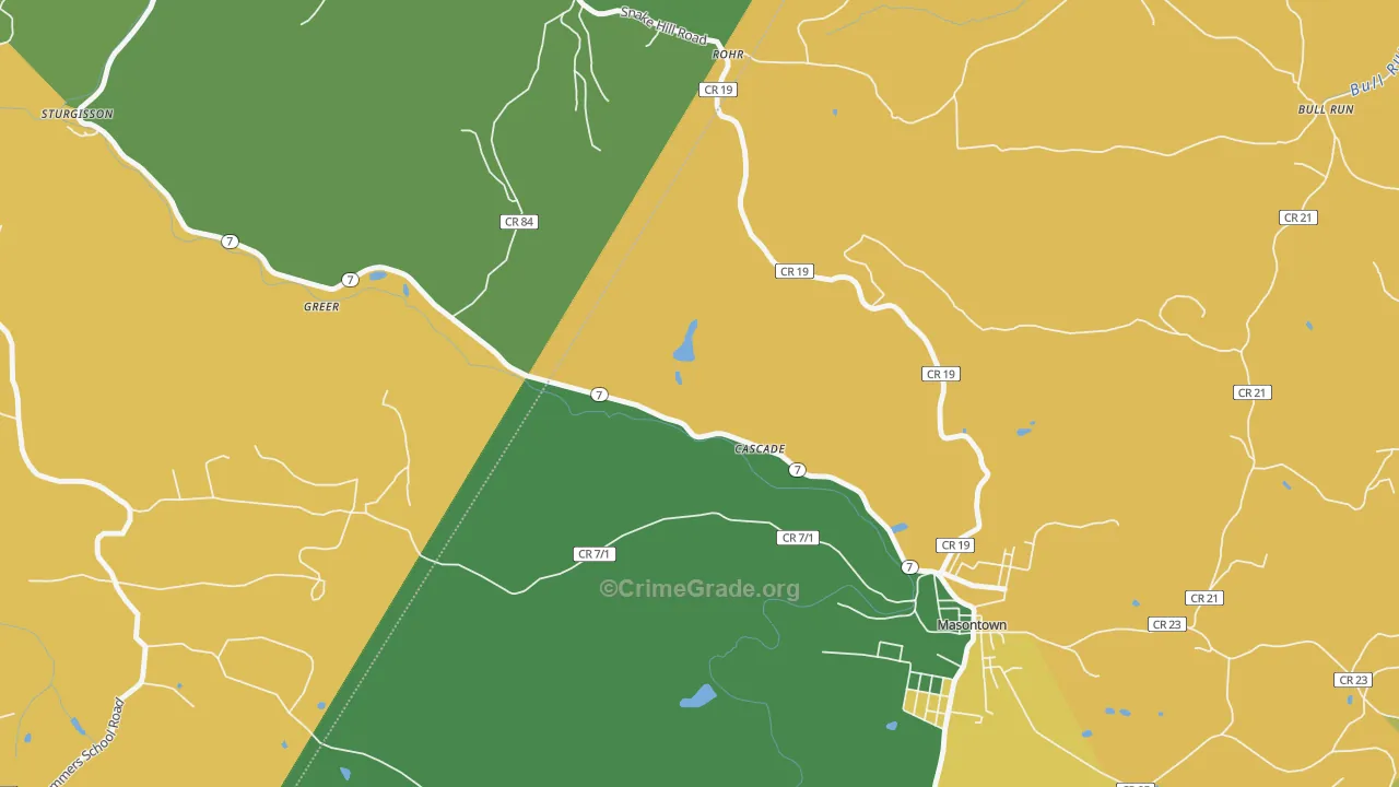 Cascade, WV Map of Burglary Rates