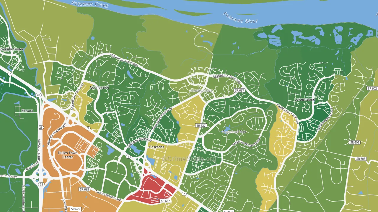 Cascades, VA Map of Burglary Rates