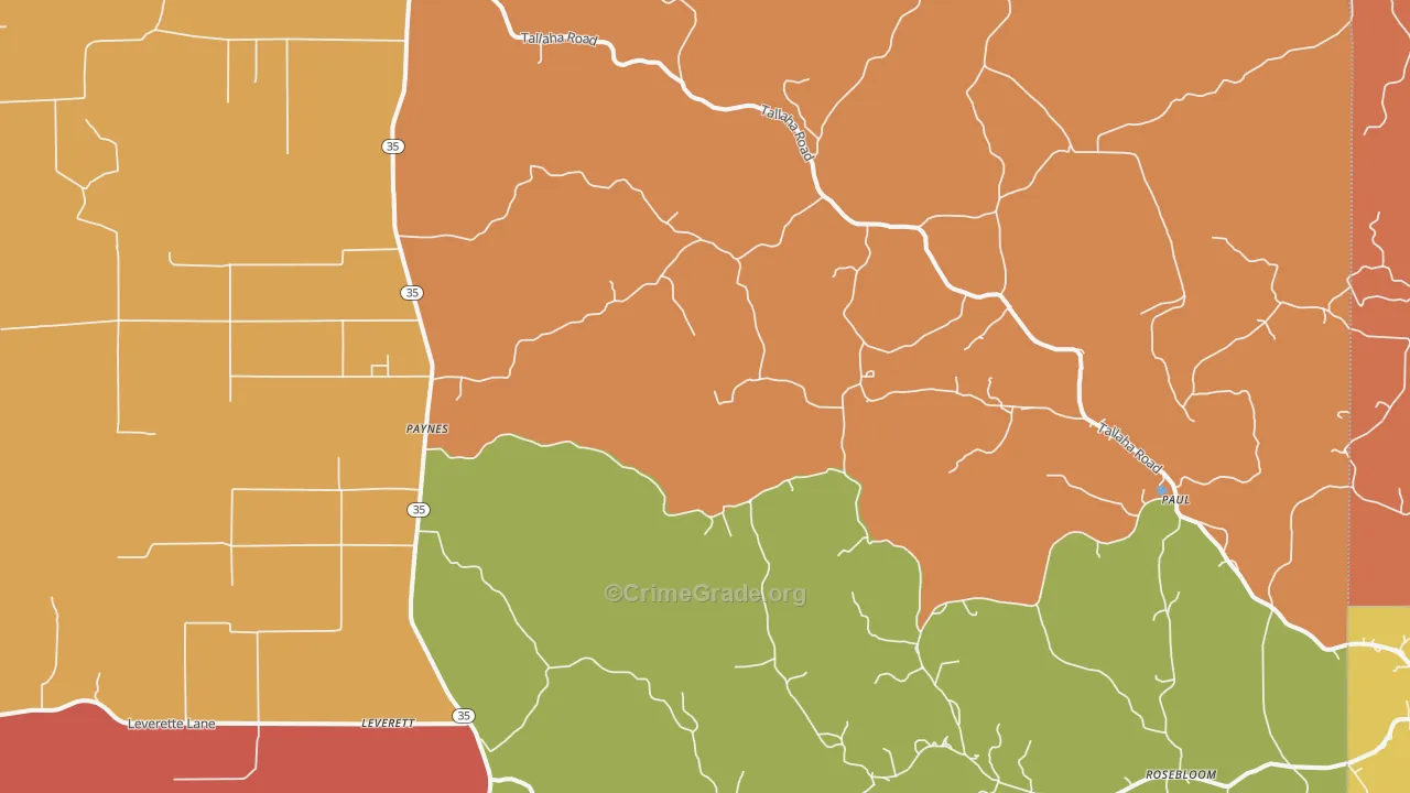 Cascilla, MS Map of Burglary Rates