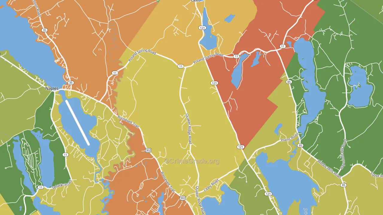 Casco, ME Map of Burglary Rates