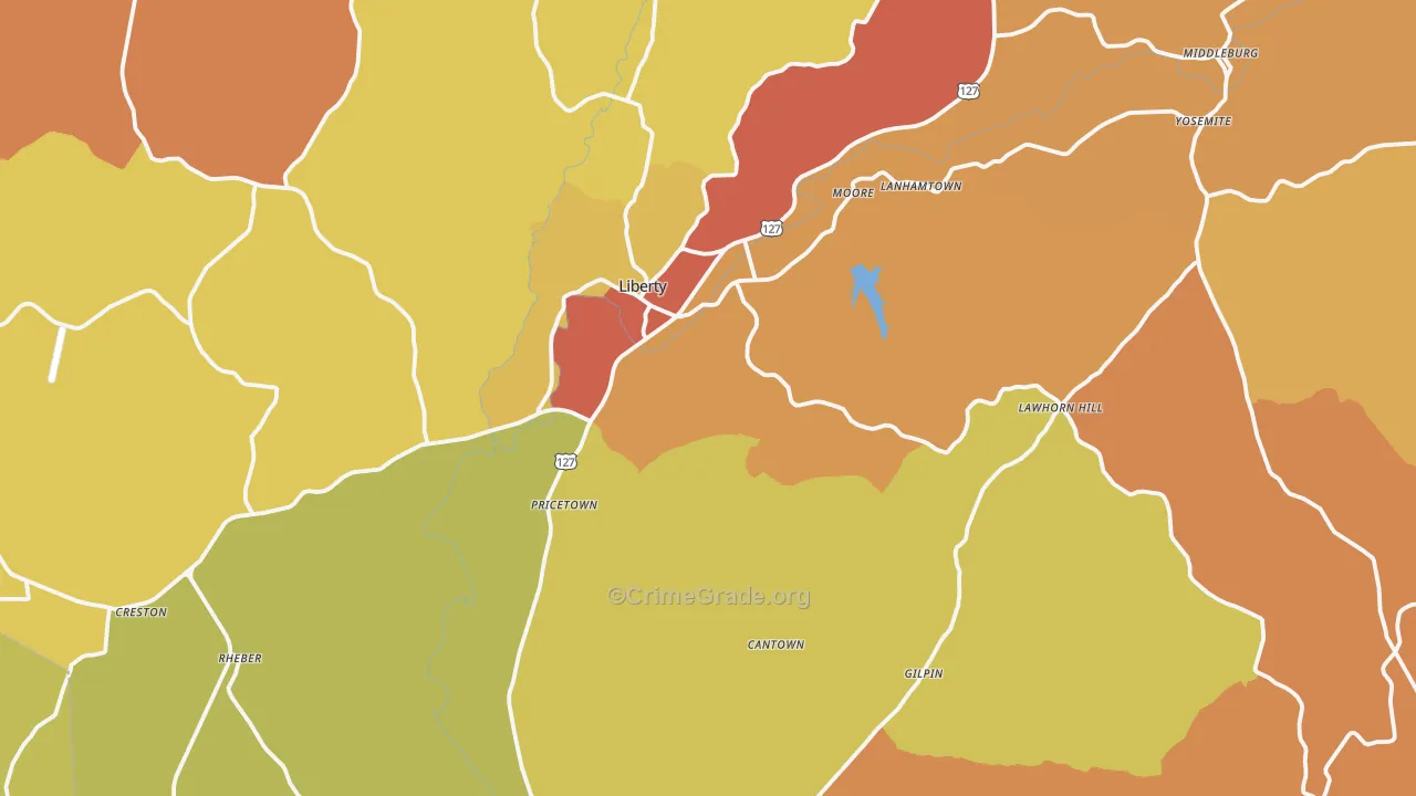 Casey County, KY Map of Burglary Rates