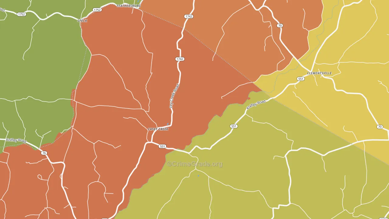 Casey Creek, KY Map of Burglary Rates