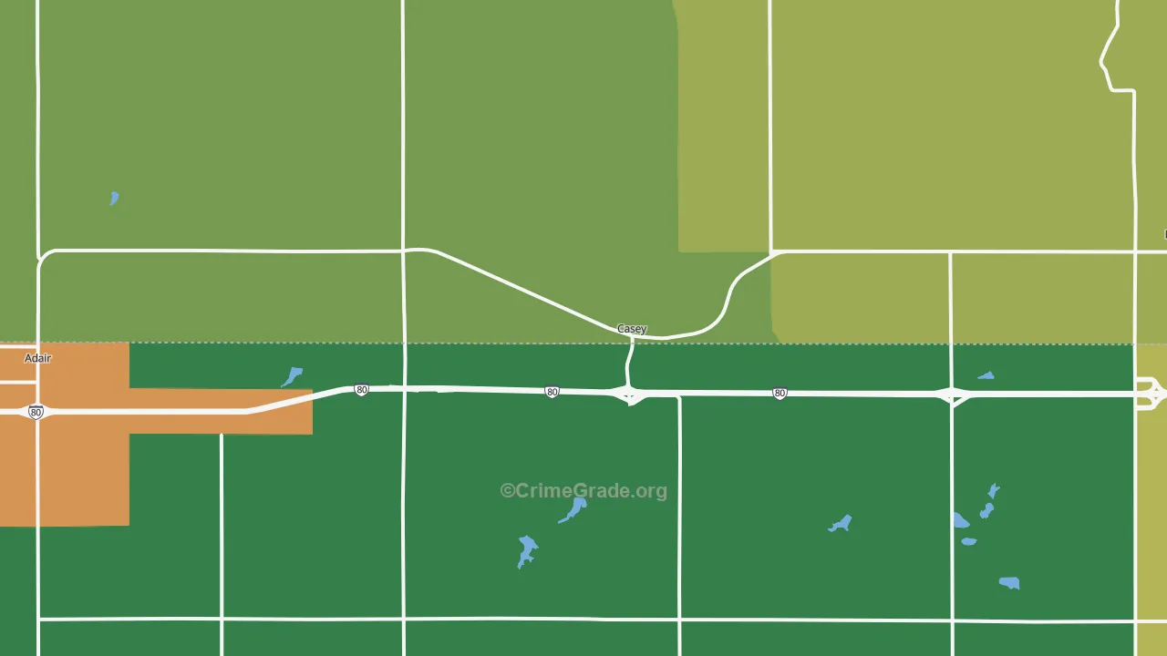 Casey, IA Map of Burglary Rates