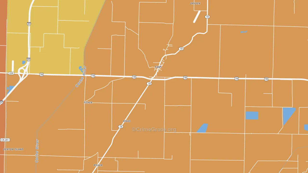 Cash, AR Map of Burglary Rates