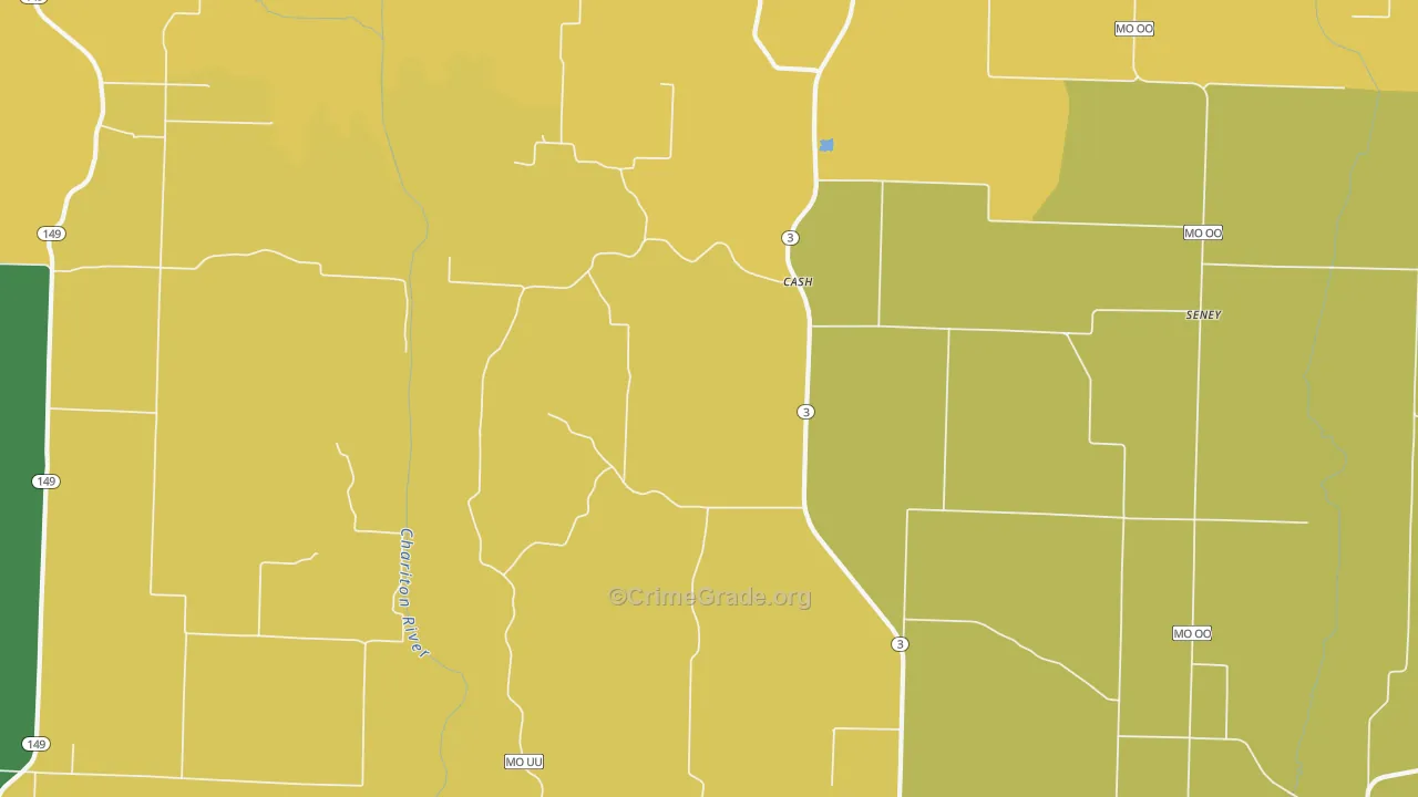 Cash, MO Map of Burglary Rates