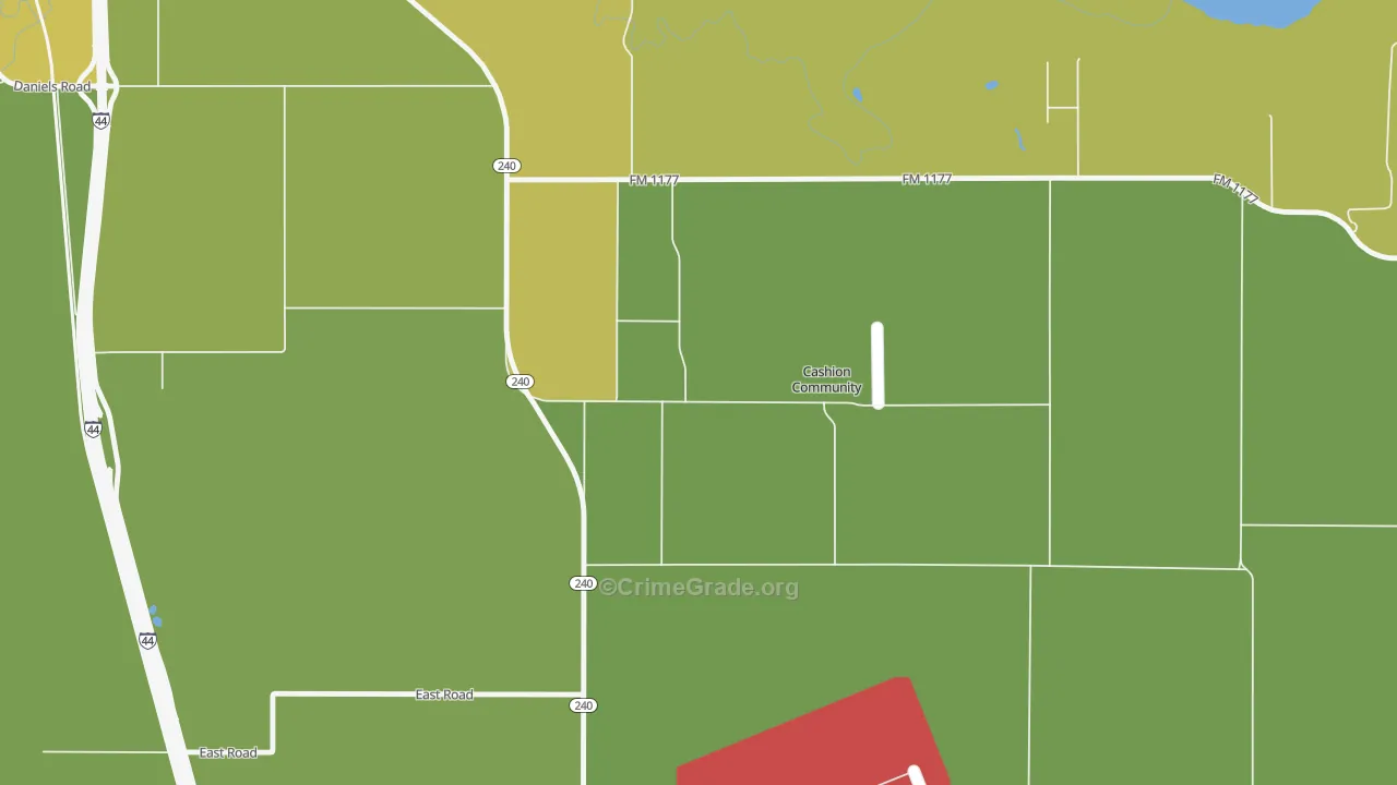 Cashion Community, TX Map of Burglary Rates