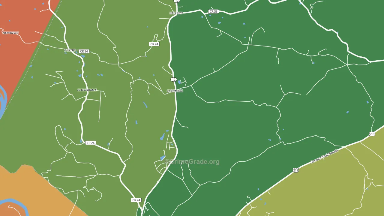 Cashmere, WV Map of Burglary Rates