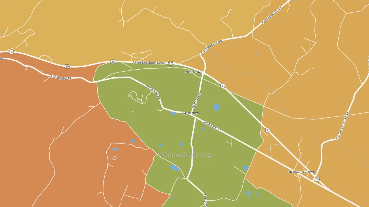 Cashtown, PA Map of Burglary Rates